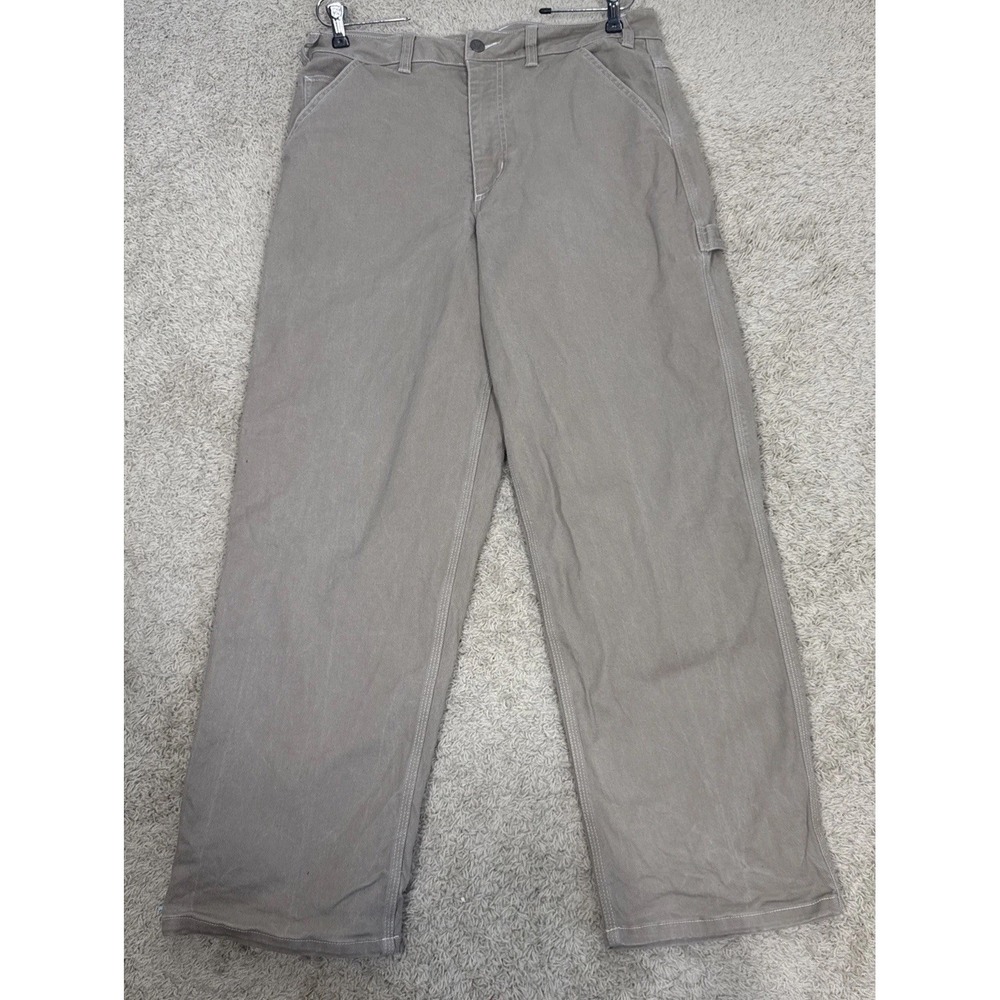 Nike Life Carpenter Pants Mens 34 Khaki Tan Cotton Twill Workwear Utility Swoosh